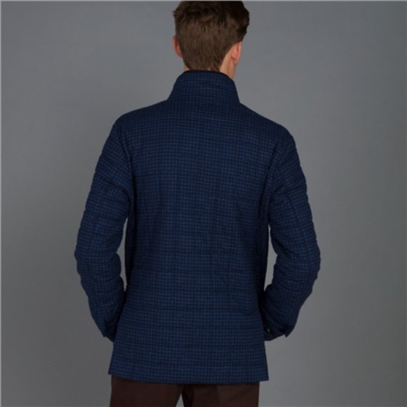 Glenveigh quilted coat in blue gingham check - Picture 4 of 8